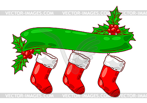 Merry Christmas . Holiday objects in cartoon style - vector image