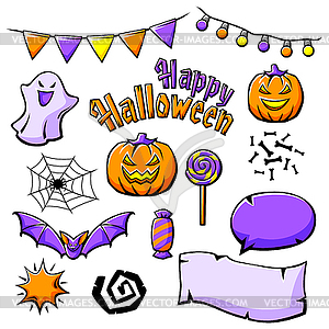 Happy Halloween set. Holiday collection of - vector image