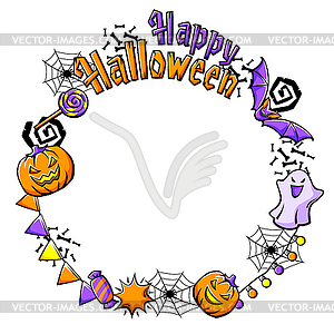 Happy Halloween frame. Holiday background with - vector clipart