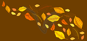 Фон с осенними листьями. с разнообразной листвой - рисунок в векторе
