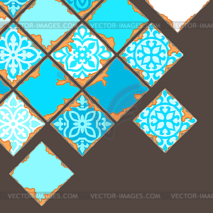 Ancient tile background. Wall or floor texture. - vector image