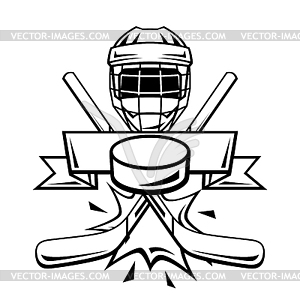 Emblem with hockey symbols. Sport club label or - vector clipart