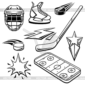Set of hockey symbols. Sport club . Healthy - stock vector clipart