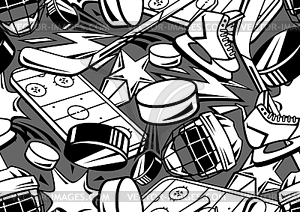 Pattern with hockey items. Sport club . Healthy - vector clip art