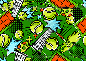 Pattern with tennis items. Sport club  - vector image