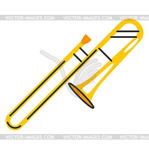 Trombone. Jazz musical instrument - vector image