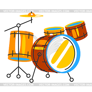 Drum set. Jazz musical instrument - vector image