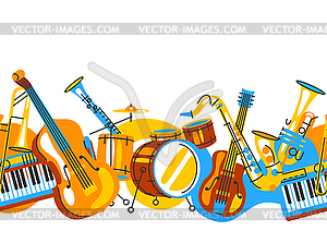 Pattern with musical instruments. Jazz, blues and - vector clip art