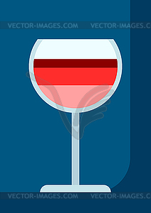 Red wine in glass. Alcoholic drink  - vector image