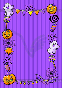 Happy Halloween frame. Holiday background with - vector clipart