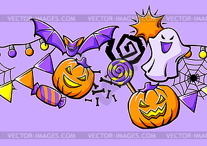 Happy Halloween pattern. Holiday background with - vector image