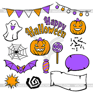 Happy Halloween set. Holiday collection of - vector clip art