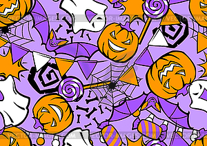 Happy Halloween pattern. Holiday background with - vector image