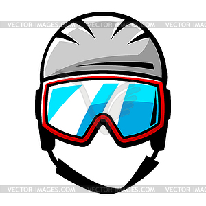 Snowboard helmet . Winter sport item or symbol - vector image