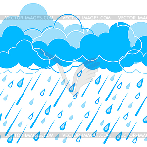 Pattern with clouds and rain. Stylized background - vector clipart