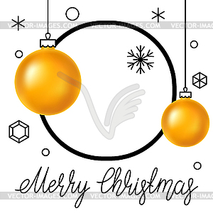 Merry Christmas greeting card. Holiday in linear - vector clipart