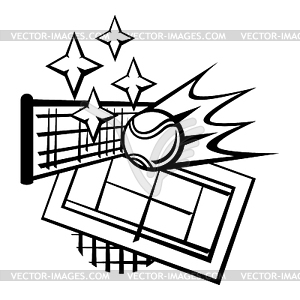 Emblem with tennis symbols. Sport club label or - vector clip art