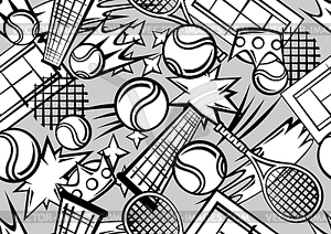 Pattern with tennis items. Sport club  - vector clipart