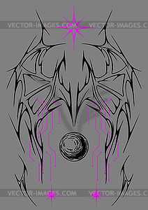 Cyber sigilism poster. Neo tribal gothic style shape - vector clipart