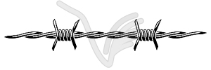 Barbed wire . Sharp barbwire border chain - vector clipart