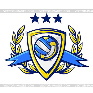 Emblem with volleyball symbols. Sport club label - royalty-free vector clipart