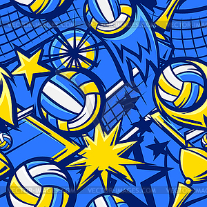 Pattern with volleyball items. Sport club  - vector image
