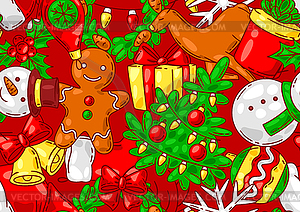 Merry Christmas pattern. Holiday background in - vector clipart