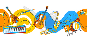 Pattern with musical instruments. Jazz, blues and - vector clipart