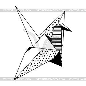 Origami crane. Paper symbolic decorative object - vector clipart