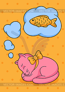 Cute kawaii cat. Fun animal - vector image