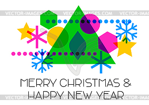 Merry Christmas and Happy New Year. Greeting card - vector image