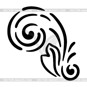 Vintage swirling element. Retro curling vignette - vector image