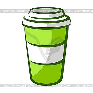 Paper cup with green tea. traditional drink - vector clipart