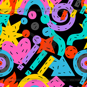 Pattern with funny shapes. Cartoon cute trendy - vector clipart