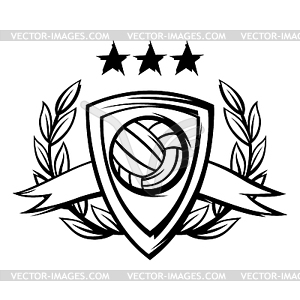 Emblem with volleyball symbols. Sport club label - vector clipart