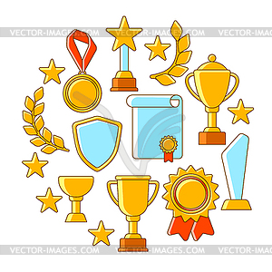 Awards and trophy background. Reward items for - vector clipart