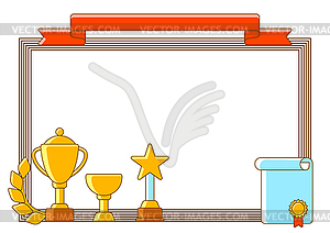 Award and trophy certificate. Reward items for - vector clip art