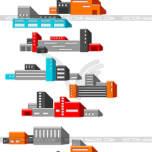 Pattern with industrial buildings. Urban manufactor - vector image