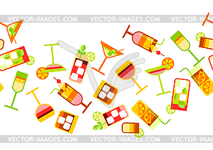 Pattern with various cocktails. Alcoholic drinks an - royalty-free vector image