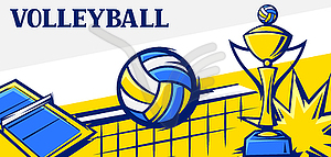 Background with volleyball items. Sport club  - vector clipart