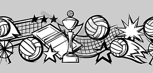 Pattern with volleyball items. Sport club  - vector image