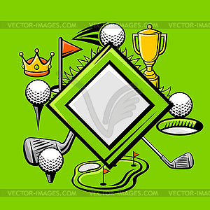 Фон с предметами для гольфа. Спортивный клуб  - векторное изображение EPS