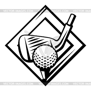 Эмблема с символикой гольфа. Этикетка или эмблема спортивного клуба - стоковый векторный клипарт