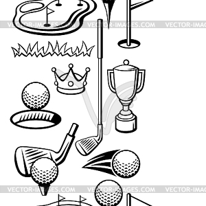 Узор с элементами для гольфа. Спортивный клуб  - векторный эскиз