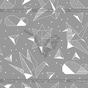 Pattern with origami figures. Abstract geometric - vector image