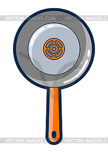 Frying pan. Stylized kitchen utensil item - vector clip art