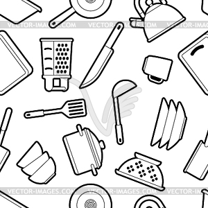 Pattern with kitchen utensils. Cooking tools for - vector clipart