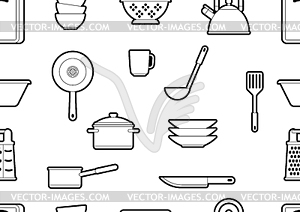 Узор с кухонными принадлежностями. Кухонные принадлежности для - иллюстрация в векторном формате