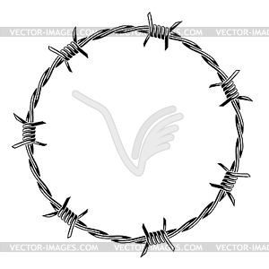 Barbed wire frame. Sharp barbwire border chain - vector clipart