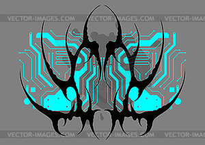 Cyber sigilism poster. Neo tribal gothic style shape - vector clip art